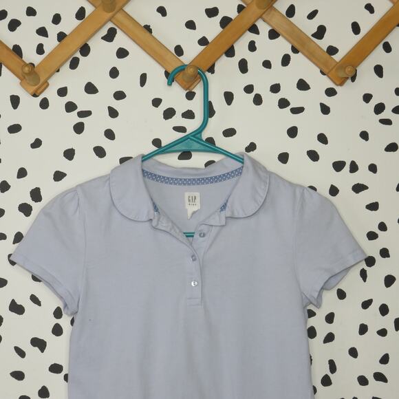 Gap Light Blue Peter Pan Collar Girls Polo Short Sleeve Shirt - Picture 2 of 6